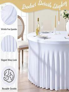 1 pieza Mantel redondo de poliéster, de 4 pies/5 pies/6 pies, lavable a máquina, resistente a las arrugas, falda de mantel elástica, plegable, adecuado para diferentes mesas de comedor, apto para eventos, bodas, banquetes, fiestas y comidas al aire libre, reutilizable. - Multicolor - Ver 6