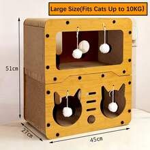 Cute Cat Villa Cat Bed Cat Scratcher Corrugated Cardboard Cat House No Shedding - one-size - View 3
