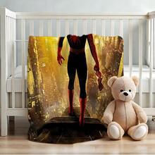 1pc S-Pider-Man Print Blanket,Retro Cartoon Style Throw Blanket,Cartoon Character Printed Blanket,All-Season Universal Nap Blanket,Character Home Decor Blanket,Modern Fashion Gift Suitable For Home Bedroom Bed Sofa Office Lunch Break Cover Picnic Blanket - Multicolor - View 4