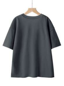 Plus Size Short Sleeve T-Shirt For Women, New Popular Summer Clothing For Plus Size Women, Loose Fit, 100% Pure Cotton, Soft - Easy To Wear, Wash And Care For. - 深灰 - 查看 2