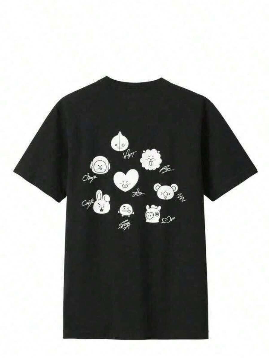 Camisetas Gráficas para Mujer, Moda Coreana, Camiseta K-Pop para Mujer, Camiseta BT21 Chimmy Cooky Tata Koya...Camiseta Unisex Transpirable de Cuello Redondo, Diseñada para la Vida al Aire Libre, Viajes, Senderismo y Estilo Relajado Diario, Camiseta con Estampado Gráfico, Copa Mundial 2026, Ropa de Mujer - Negro - Ver 1