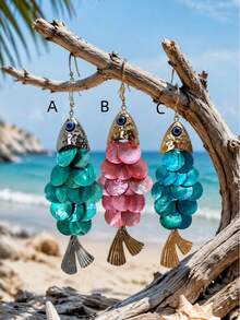 2pcs 3D Movable Fish Shaped Earrings, Gold Plated Fish Pendant Earrings, Kinetic Fish Jewelry, Unique Pisces Fish Earrings, Gift For Ocean Lovers - Multicolor - View 7