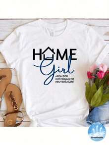 [National Shipping] Camiseta de Agente Inmobiliario, Camiseta de Corredor de Inmuebles, Camiseta de Agente de Compras, Camiseta de Agente de Publicidad de Inmuebles, Regalo para Agente Inmobiliario, Regalo para Corredor de Inmuebles, Camiseta de Diseño Suave, Versátil, Casual, para Uso Diario, Ligeramente Transpirable, Gráfica, Cómoda, Ropa de Mujer a la Moda - Estilo - Ver 6