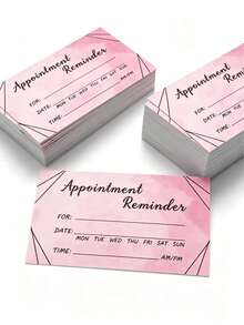 50pcs Pink Watercolor Appointment Reminder Cards, Fillable Customer Reminder Cards Suitable For Nail Salons, Eyelash Studios, Hair Salons, Spas And Small Businesses - Sets - View 4