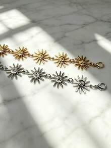 1pc Minimalist Gold Bohemian Style Sunflower & Smiling Face Pattern Belt, Suitable For Weddings, Banquets, Parties, And An Excellent Gift For Friends And Family - Multicolor - View 10