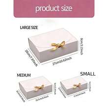 3 Sizes Available, White Gift Box With Lid And Gold Ribbon, Suitable For Bridesmaid Proposal, Wedding, Birthday, Christmas Party And Other Occasions - View 3