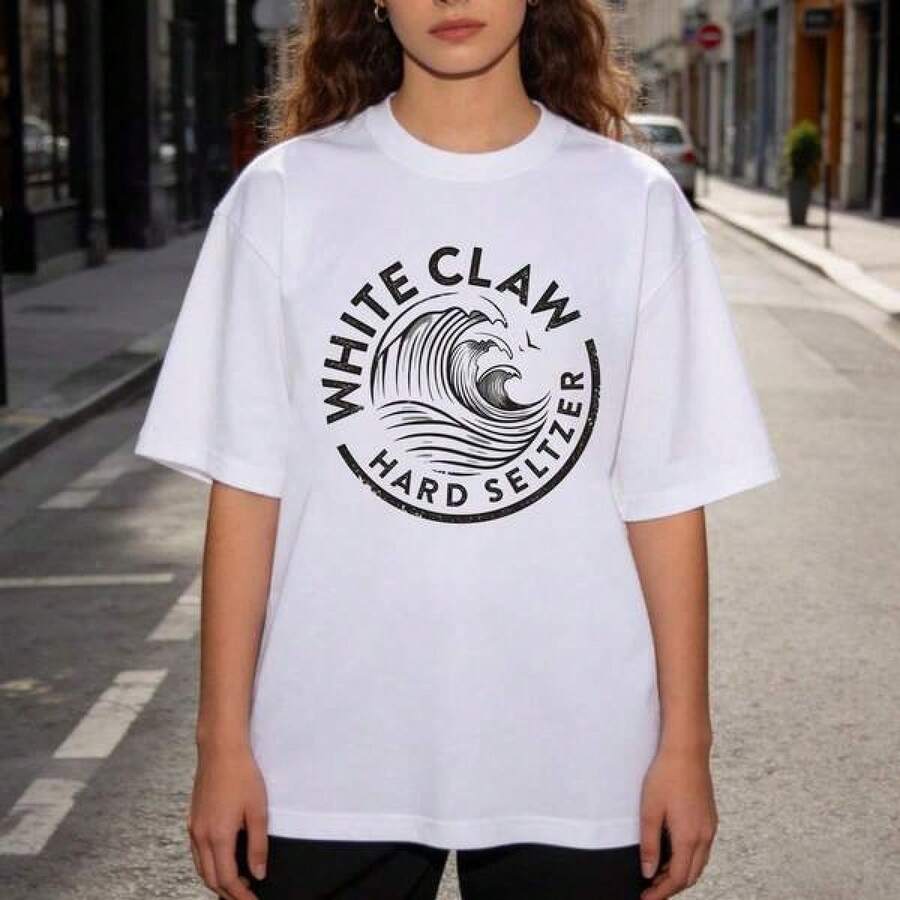 Camiseta de Mujer con Estampado White Claw Hard Seltzer, Camiseta Casual de Manga Corta con Cuello Redondo, Camiseta Deportiva Unisex de Algodón Suave y Transpirable, Camiseta de Verano con Cuello Redondo, Corte Clásico, Ideal para Fans de Música, Anime, Películas y TV, Lavable a Máquina, para Ropa Casual y Streetwear, Ropa Casual de Verano para Exteriores, Regalo Perfecto para Hombres y Mujeres. - Negro - Ver 1