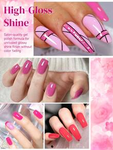 7 Jenis Model & Warna Gel Nail Polish Set, Beragam Gaya, Gel Tahan Lama & Dapat Dilepas dengan Sinar UV/LED, Efek Semi Permanen yang Dapat Dilepas dengan Perendaman, Alat Seni Kuku Populer untuk Wanita - 01 - View 1