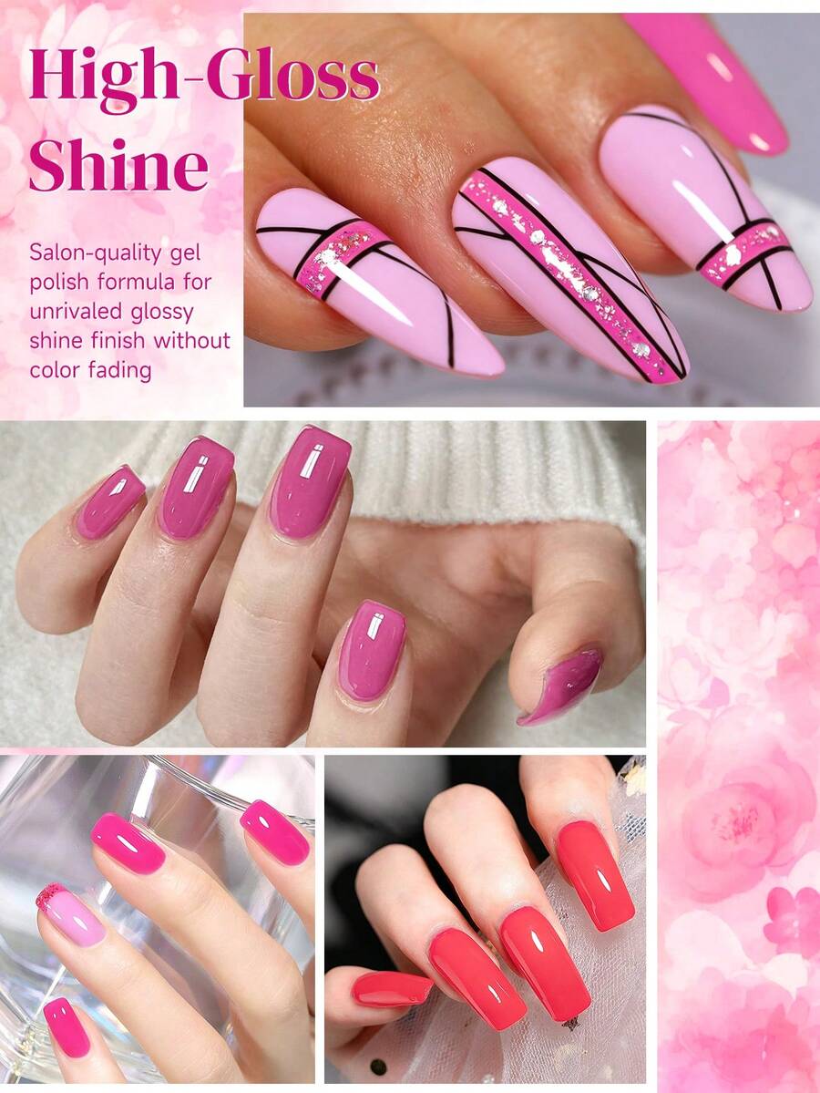 7 Jenis Model & Warna Gel Nail Polish Set, Beragam Gaya, Gel Tahan Lama & Dapat Dilepas dengan Sinar UV/LED, Efek Semi Permanen yang Dapat Dilepas dengan Perendaman, Alat Seni Kuku Populer untuk Wanita - 01 - View 1