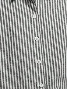 Camisa de mujer de manga larga a rayas, de un solo pecho, casual y versátil para uso diario - Blanco y Negro - Ver 4