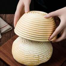BWIC 4pcs Bread Proofing Basket Set, Round And Oval Dual Sizes Wicker Baking Tools, Willow Bread Proofing Basket Set, 9-Inch Round And 10-Inch Oval, Natural Willow Material, Linen Liner, Bread Proofing Basket, Round And Oval Proofing Wicker Basket, Baking 4pcs Set, Linen Liner Proofing Basket - White - View 11