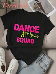 1 Piece. This "Dance" Print T-Shirt Is Perfect For Dance Lovers: A Casual, Pure Cotton Tee Designed For Women. With A Simple Yet Charming Aesthetic Adorned With A Delicate Print, It Features A Classic Crew Neck And Short Sleeves, Effortlessly Capturing The Essence Of Summer Street Style. It Also Makes A Lovely Surprise Gift For Friends And Family. 180g 100% Cotton - 黑色 2 - 查看 2
