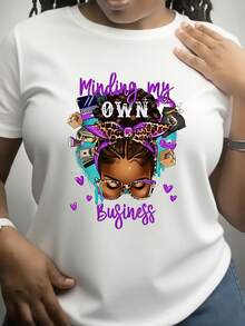 Camiseta de talla grande - Camiseta de mujer con estampado divertido - Camiseta casual de manga corta y cuello redondo, corte holgado, lavable a máquina para comodidad en todas las estaciones, estampado duradero, adecuada para regalos de Navidad, San Valentín y otras festividades, enviada desde almacén local. - Blanco - Ver 2