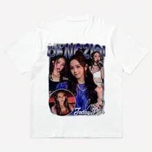 American Style Short Sleeve T-Shirt From The Fashion Brand For Men And Women, From The "Apocalypse" Concert Tour Of Heavyweight R&B Singer 240G, Deng Ziqi. - 白色 - 查看 12