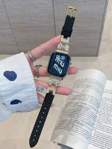 Correa de reloj de cuero para mujer con patrón de mariposa y pedrería incrustada de 20mm, correa de reloj de malla con liberación rápida de 20mm, compatible con Galaxy Watch EIGIIS Smart Watch - Multicolor - Ver 7