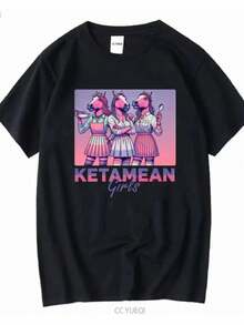 Women's Blouses Ketamean Girls Mean T Shirt Meme Funny Hilarious For Her Slay Queen At Birthday Party Present Long Or Short Sleeves Vintage - 黑色 - 查看 1