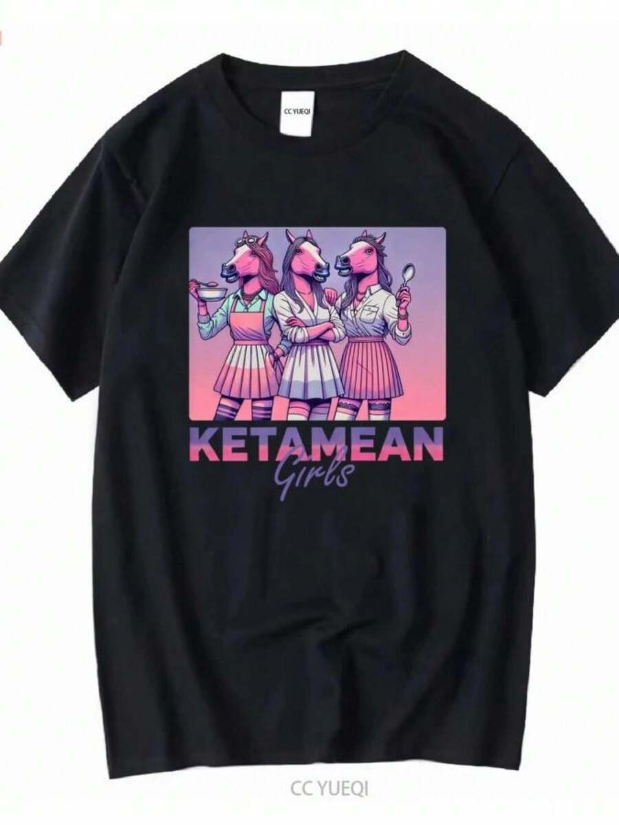 Women's Blouses Ketamean Girls Mean T Shirt Meme Funny Hilarious For Her Slay Queen At Birthday Party Present Long Or Short Sleeves Vintage - 黑色 - 查看 1