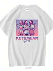 Women's Blouses Ketamean Girls Mean T Shirt Meme Funny Hilarious For Her Slay Queen At Birthday Party Present Long Or Short Sleeves Vintage - 白色 - 查看 1