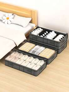 1pc Underbed Storage Bag, Quilt Organizer Bag, Large Capacity Waterproof Dustproof Blanket Storage Box With Transparent Window And Handle, Capacity: 30L/90L/125L - Multicolor - View 5