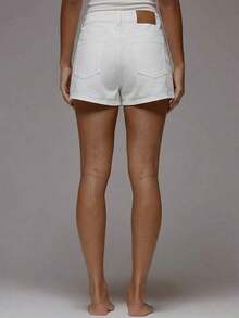 Nuevo 2026 Pantalones cortos de mezclilla de cintura media, básicos de otoño y primavera, lindos, de uso casual y para salir, estilo urbano core de verano - Blanco - View 2