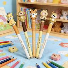 5/10pcs Animal Erasable Gel Pen, 0.7mm Blue Smooth Writing, Built-In Eraser, Note Taking& Writing, Office School Supplies, Back To School, First Day Of School - Multicolor - View 9