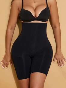 High Waist Butt Lifting Shapewear Shorts, Tummy Control Summer Shaper For Party & Wedding - Black - View 4