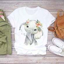 Super Happy Summer Shiba Inu T-Shirt For Women, Anime Print, Harajuku Kawaii Hip Hop Streetwear Style, Casual, Suitable As A Gift. Women's T-Shirt. Blouses>Elegant, Cute Cartoon Comics With Exquisite Illustrations. | Exquisite Design | Loose And Comfortable | Easy To Match | - 白色 8 - 查看 7