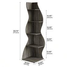 Modern Minimalist 5-Layer Corner Bookshelf, Corner Bookshelf, Display Cabinet, Shelving Unit, Open Storage, For Living Room, Study, And Bedroom. Multifunctional Storage Shelf. Easy To Install. - 灰色 - 查看 2