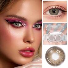 Halloween 3D Devil's Eye Shape C0ntactLens Case Kit, Cream Gel Box With Mirror,Tweezers Remover Tool, Portable Travel Accessory For Daily Outdoor Use,Christmas Day Cosplay/Festival Cosplay - 棕色 - 查看 1