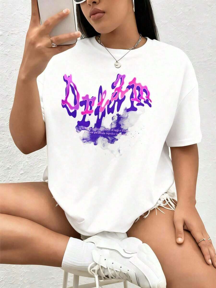 Camisas de Mujer 2026, Diseño Morado de Ensueño, Blusas Transpirables para Mujer Casual - Blanco - Ver 1