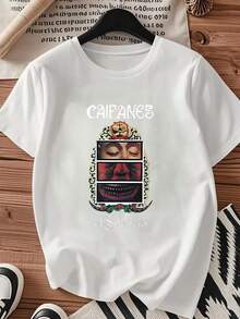 Casual T-shirt1 Blusa de Mujer Hermosa Blusa para Mujer Conjuntos de Ropa para Mujer Caifanes El Silencio 180G Blanco y Negro Camiseta Diseño de Caras Retrato Impreso Alta Calidad de Impresión Cuello Redondo Holgado Corte Básico Transpirable Versátil Lavable a Máquina Cómoda Talla S ~ 3XL Diario Casual Deportivo Esencial Verano100% CottonDurable - Blanco - Ver 3
