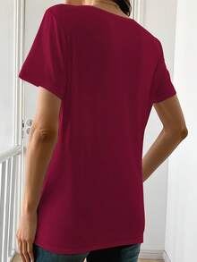 Nueva Camiseta de Moda para Mujer con Cuello Redondo 2026 - Camiseta con estampado de letras de temática cristiana para mujer - Top casual de manga corta con cuello redondo para primavera/ve - Azul - Ver 11