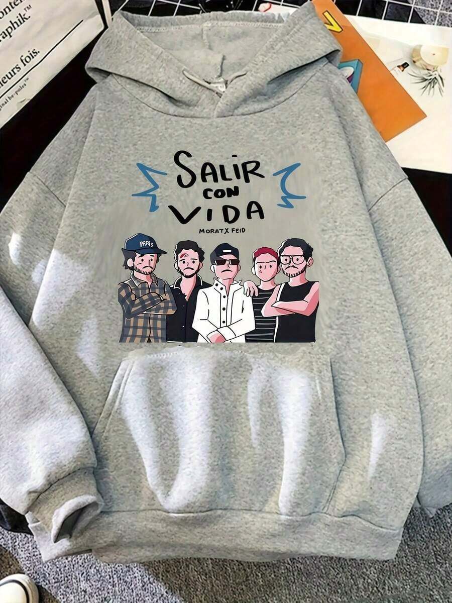 Morat Cartoon Gothic Style Unisex Hoodie - 灰色 - 查看 1