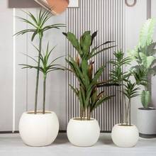 1个特大号球形塑料花盆，落地式大型人造植物装饰盆，大口径圆形塑料花盆，多肉植物盆，树盆，大型圆形球形家居创意装饰品，酒店人造绿色植物花盆，树木种植，适用于家庭露台、户外花园用品，非常适合种植大型植物 - 圓形落地花盆 - 查看 4