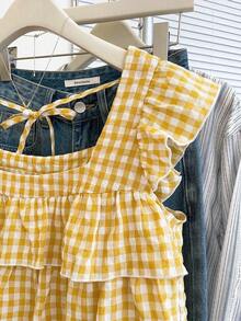 Blusa con volantes en el bajo nueva para otoño, estilo lindo para mujer - Amarillo - Ver 7