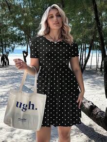 Vestido de camiseta con estampado de leopardo completo, de manga corta, holgado y de talla grande, estilo de vestido de pastel de vacaciones en la playa, para usar en primavera y verano, para festivales de música - Multicolor - Ver 4