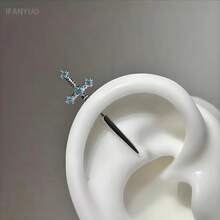 1Pc Red Sword 316L Stainless Steel Ear Bone Nail For Women Fashion Rhinestone Earrings Accessories Jewelry Gift Stud Earring - 白色 - 查看 4