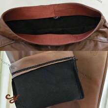 Women's Leather Leggings, Faux Leather, Resin-Coated, Skinny, Fitted, Versatile, With Flannel Lining, Perfect For Everyday Wear. - 咖啡店 - 查看 5