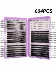 Asiteo 604片 D捲度單根接睫毛大容量睫毛書，包含尖端+底座+40D+60D+80D+100D睫毛，附鑷子套組，適合初學者日常化妝使用，假睫毛，含尖端睫毛、尖端睫毛、含尖端與底座睫毛 - D - 查看 5