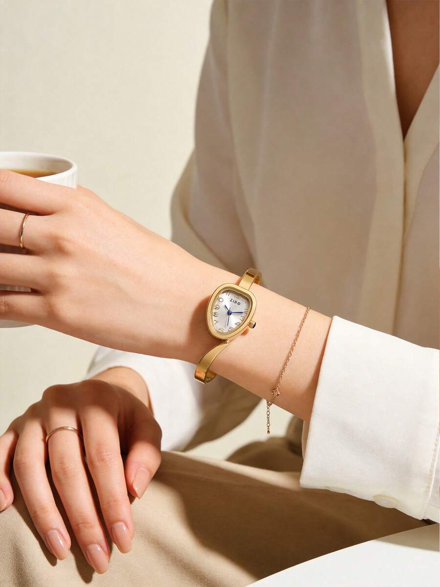 1 Stück Elegante Retro Quarzuhr für Damen, Schlangen-förmiges Zifferblatt mit Zahlenmarkierung Armbanduhr, hochwertige Legierungsgehäuse, luxuriös minimalistisch elegant, geeignet für täglichen Gebrauch, Büro, Party, Hochzeit und andere Anlässe, ein ideales Geschenk für Ehefrau, Schwester, Freundin, Familie, Freunde, und ein exquisites Uhren-Accessoire für besondere Anlässe wie Geburtstag, Jahrestag - Weiss - Übersicht 1