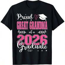 Proud Grandfather Of A Class Of 2026 Graduate, Class Of 2026 Family T-Shirt, Comfortable Loungewear, Everyday Fashion, Party Wear, Unisex Style, Gift T-Shirt, Sizes S - XXXXL, Black - 黑色 24 - 查看 7