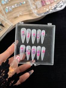 1 hộp đựng dụng cụ làm móng trong suốt, hộp trưng bày móng có thể đeo được, hộp đựng hình vuông chống bụi và chống oxy hóa có nắp lật (hộp rỗng) - Trong sáng - Xem 2