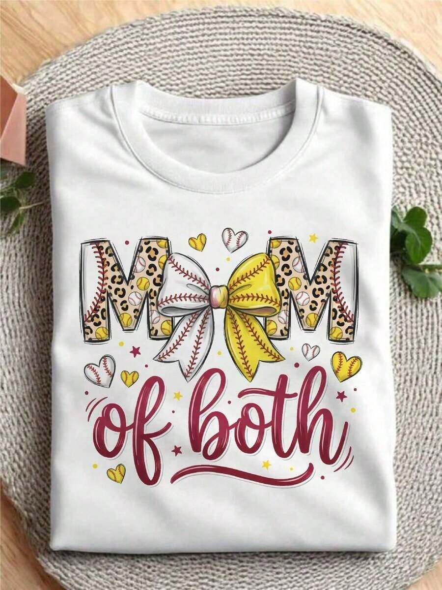 Women's New Spring/Summer Style "Mother Of Two Sports" Baseball And Softball T-Shirts. Stylish Women's Clothing. Essential Gift Items: Women's Short Sleeve Crew Neck T-Shirt, Designed For Everyday Comfort And Style In Spring And Summer, Excellent Gift Idea - 白色 - 查看 1