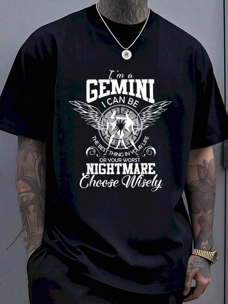 Soy Géminis, puedo ser lo mejor de tu vida o tu peor pesadilla. Elige sabiamente. Camiseta para hombre con gráfico del signo zodiacal. Regalo de cumpleaños para amantes de los Géminis. Ropa casual de moda astrológica. - Negro - Ver 1