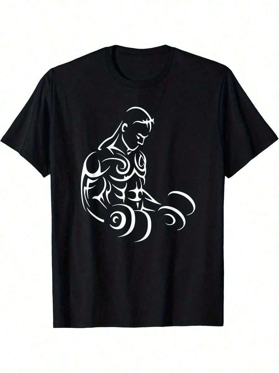 100% Cotton T-Shirt With Print Of Plant-Loving Dad And Black Russian Terrier Dog Hiding In The Leaves, Short Sleeve, Breathable And Comfortable - 黑色 6 - 查看 1