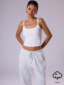 Camiseta de tirantes sencilla y lisa para mujer, básica casual para el día a día, parte de un armario cápsula, para uso diario, aeropuerto, vacaciones, vuelta al cole, elegante para primavera y verano, festivales - Blanco - Ver 1