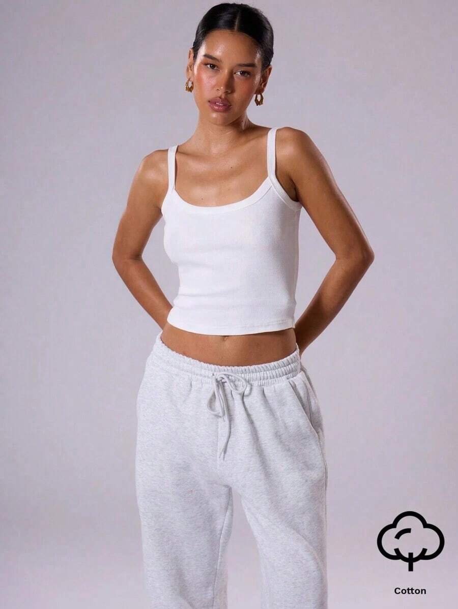 Camiseta de tirantes sencilla y lisa para mujer, básica casual para el día a día, parte de un armario cápsula, para uso diario, aeropuerto, vacaciones, vuelta al cole, elegante para primavera y verano, festivales - Blanco - Ver 1