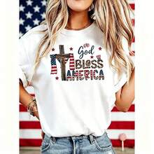 Women's "God Bless America" T-Shirt, 250 Years Of America, 250th Anniversary Of The USA, Gift T-Shirt For Independence Day, 4th Of July, Cotton T-Shirt For Men And Women - BA-White - 查看 11