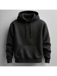 Kangaroo Hoodie With Butterfly And Heart Print, Warm Flannel Hooded Jacket, Unisex Sweatshirt - 黑色 - 查看 4