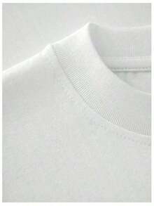 Camiseta de manga corta con cuello redondo para mujer, corte ajustado, con estampados florales y de conchas, sencilla y elegante, adecuada para el verano, una opción ideal para el uso diario casual de las mujeres. - Blanco - Ver 4